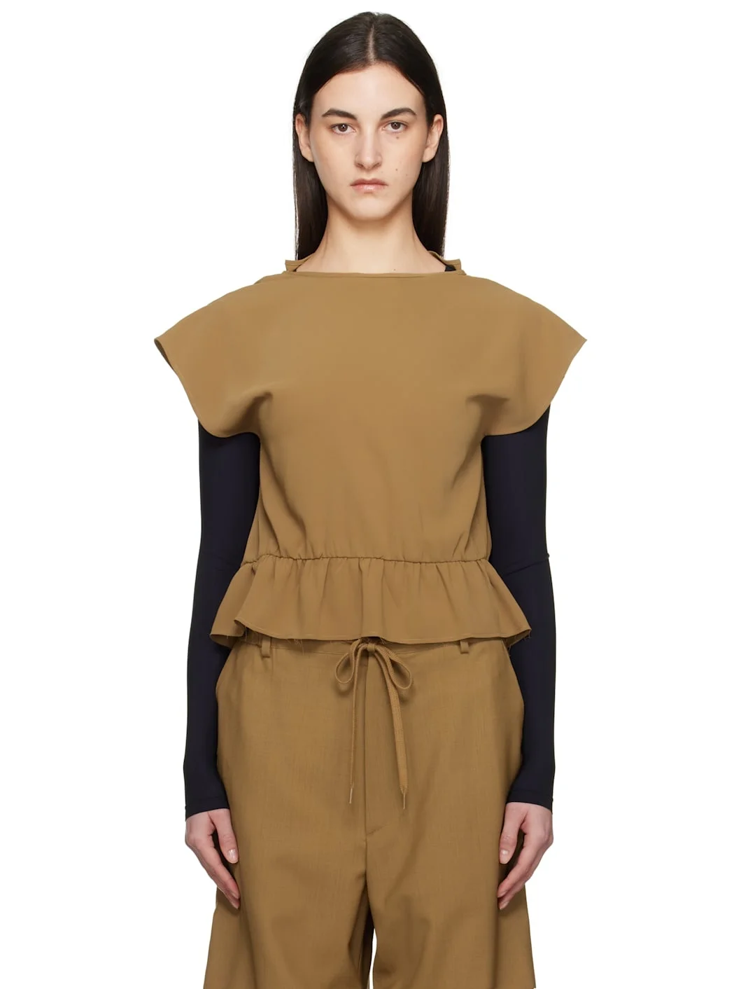 Green Fluid Ruffle Blouse - 1