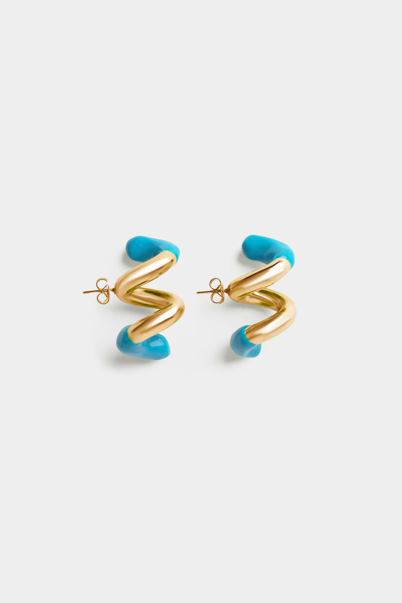 FUSILLO RUBBERIZED GOLD EARRINGS / sky blue 1