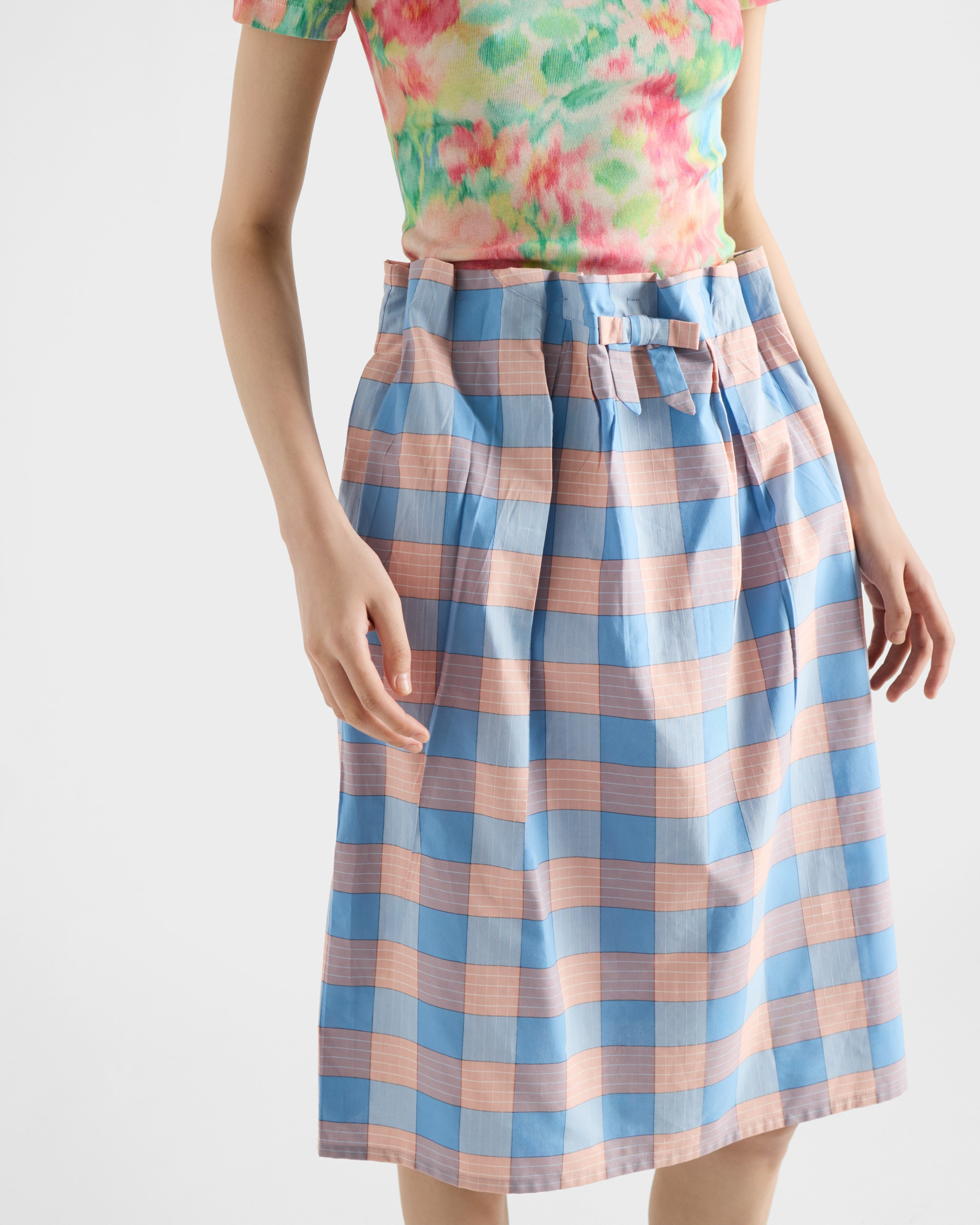 Checked poplin midi-skirt - 3