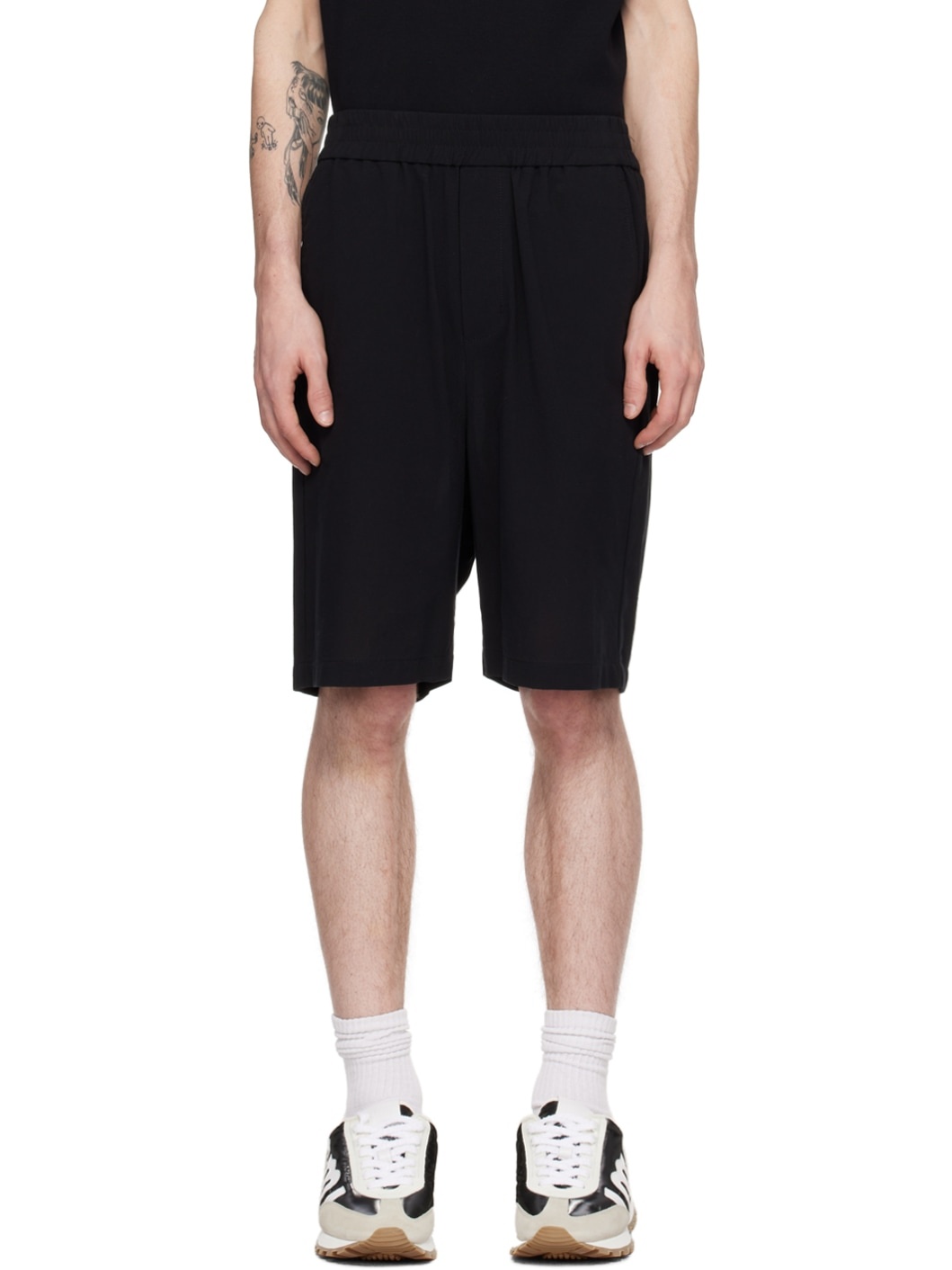 Black Elasticized Shorts - 1