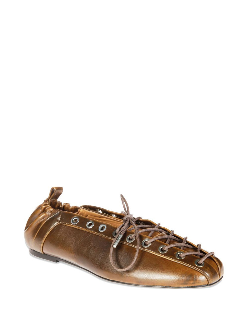 GANNI eyelets lace-up ballet flats outlook