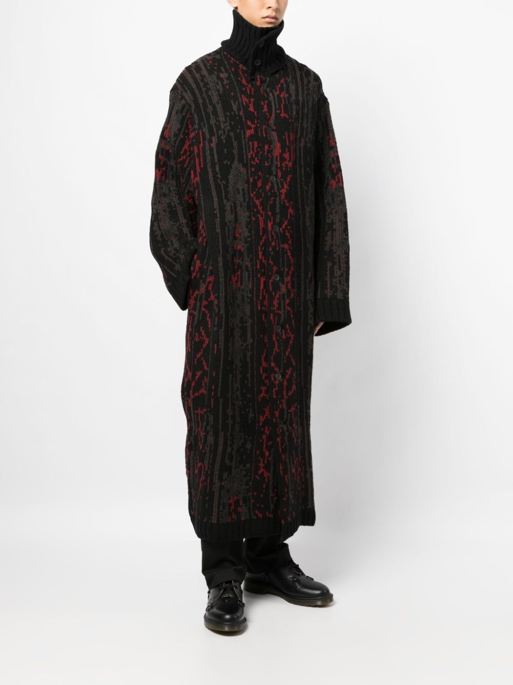 patterned high-neck coat - 2