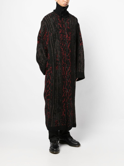 Yohji Yamamoto patterned high-neck coat outlook