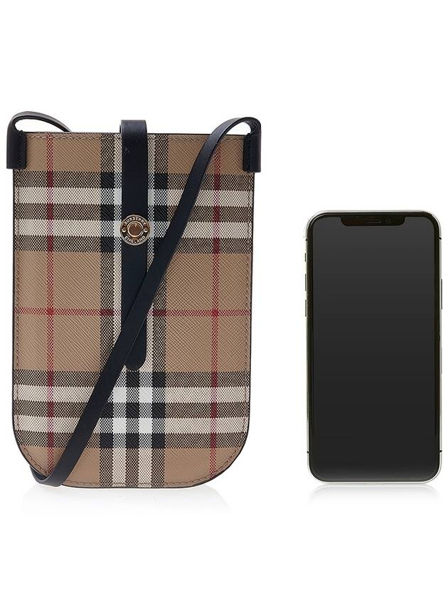 Vintage Check And Strap Phone Case Beige Black - 7