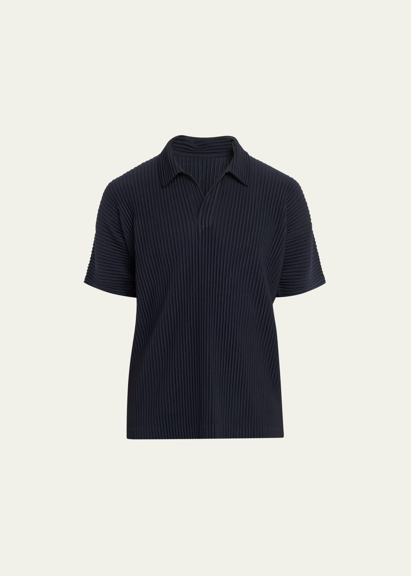 Men's Pleated Polyester Basic Polo Shirt - 1