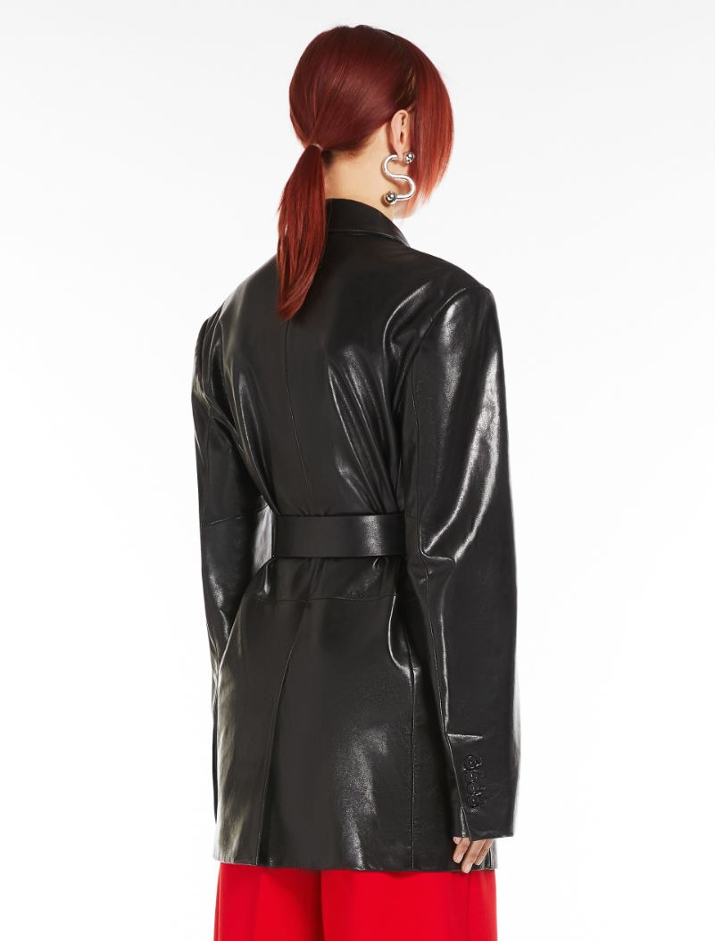 Long nappa-leather blazer - 4