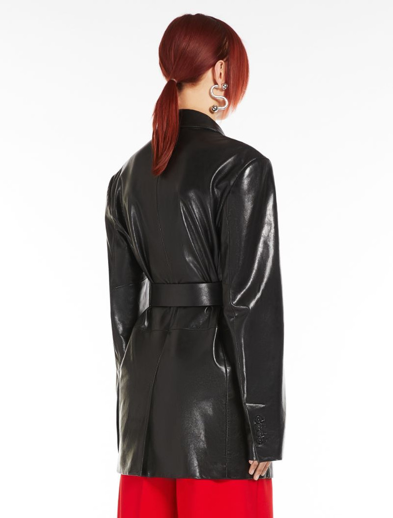 Long nappa-leather blazer 4