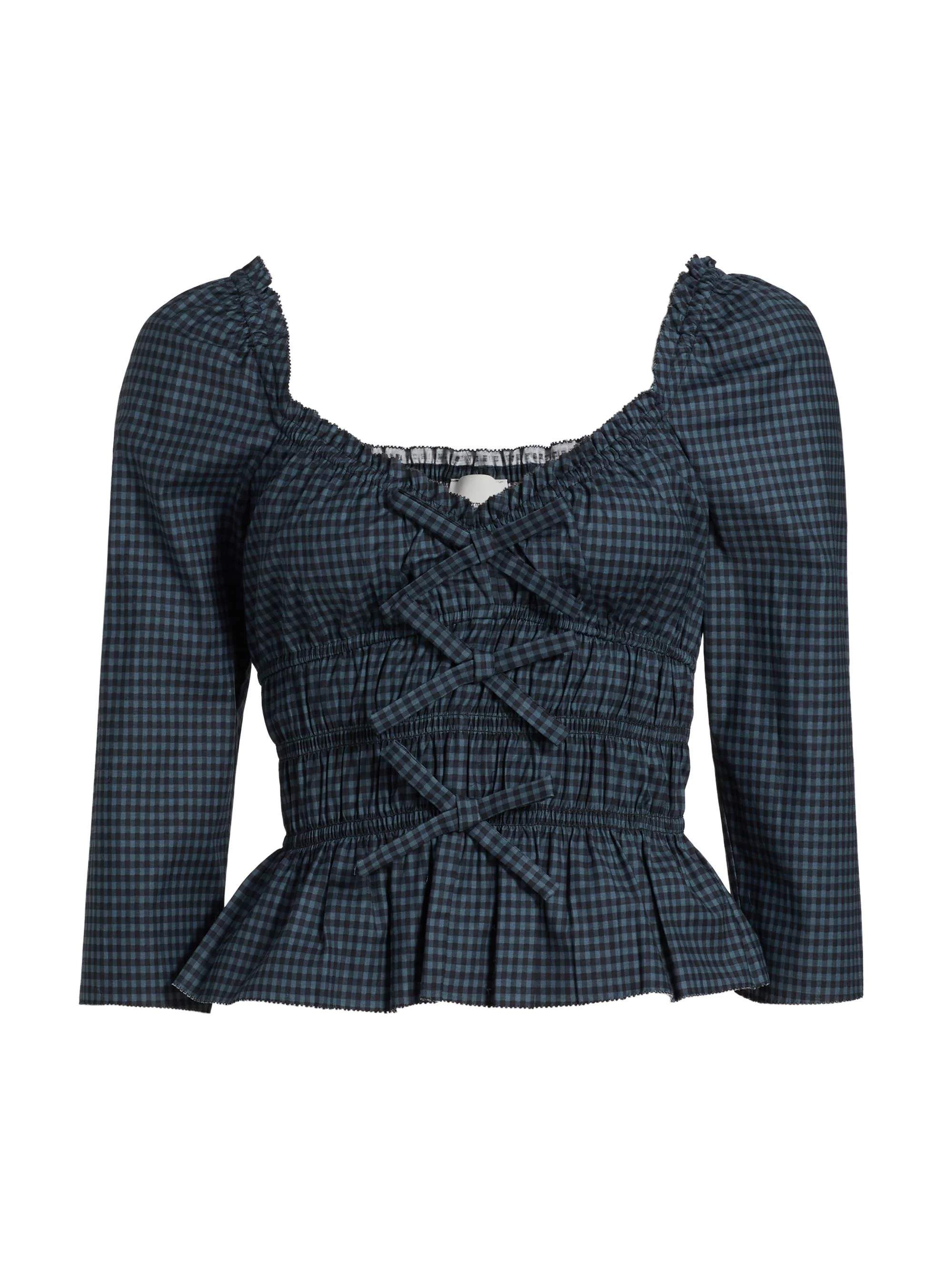 Women's Lauryn Gingham Peplum Top - Dark Slate Check - 1