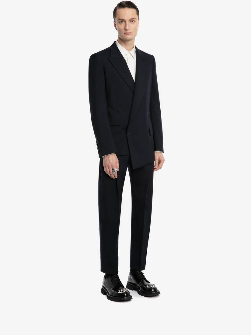 Asymmetric Double-breasted Jacket in Navy - 3