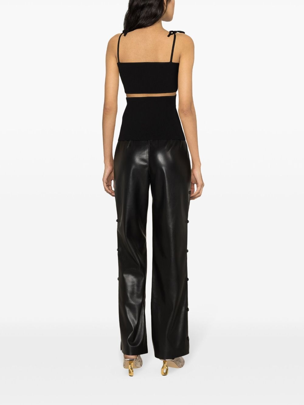 tied-straps fine-ribbed top - 4