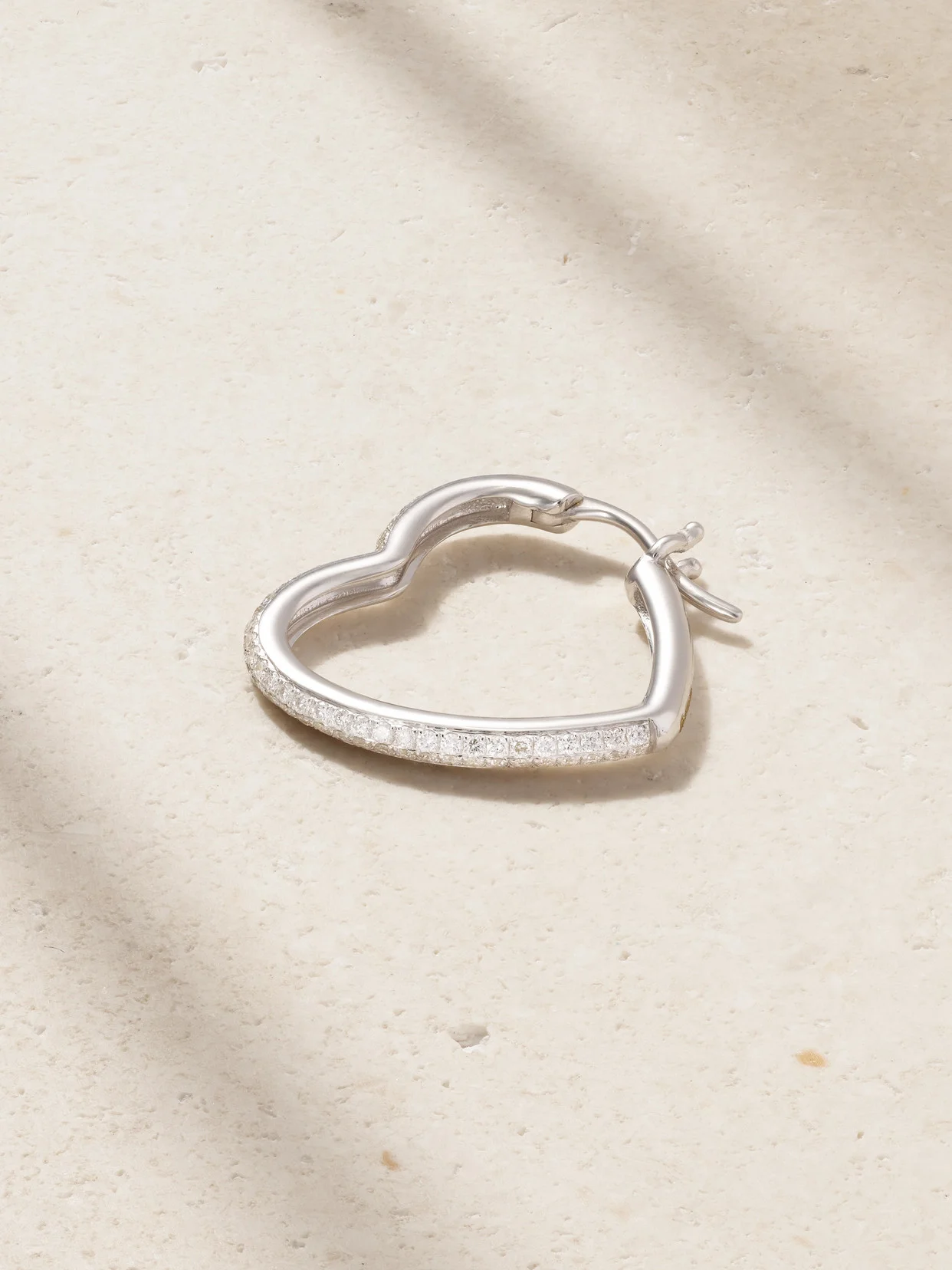 Créole Coeur 18-karat White Gold Diamond Single Hoop Earring - 1