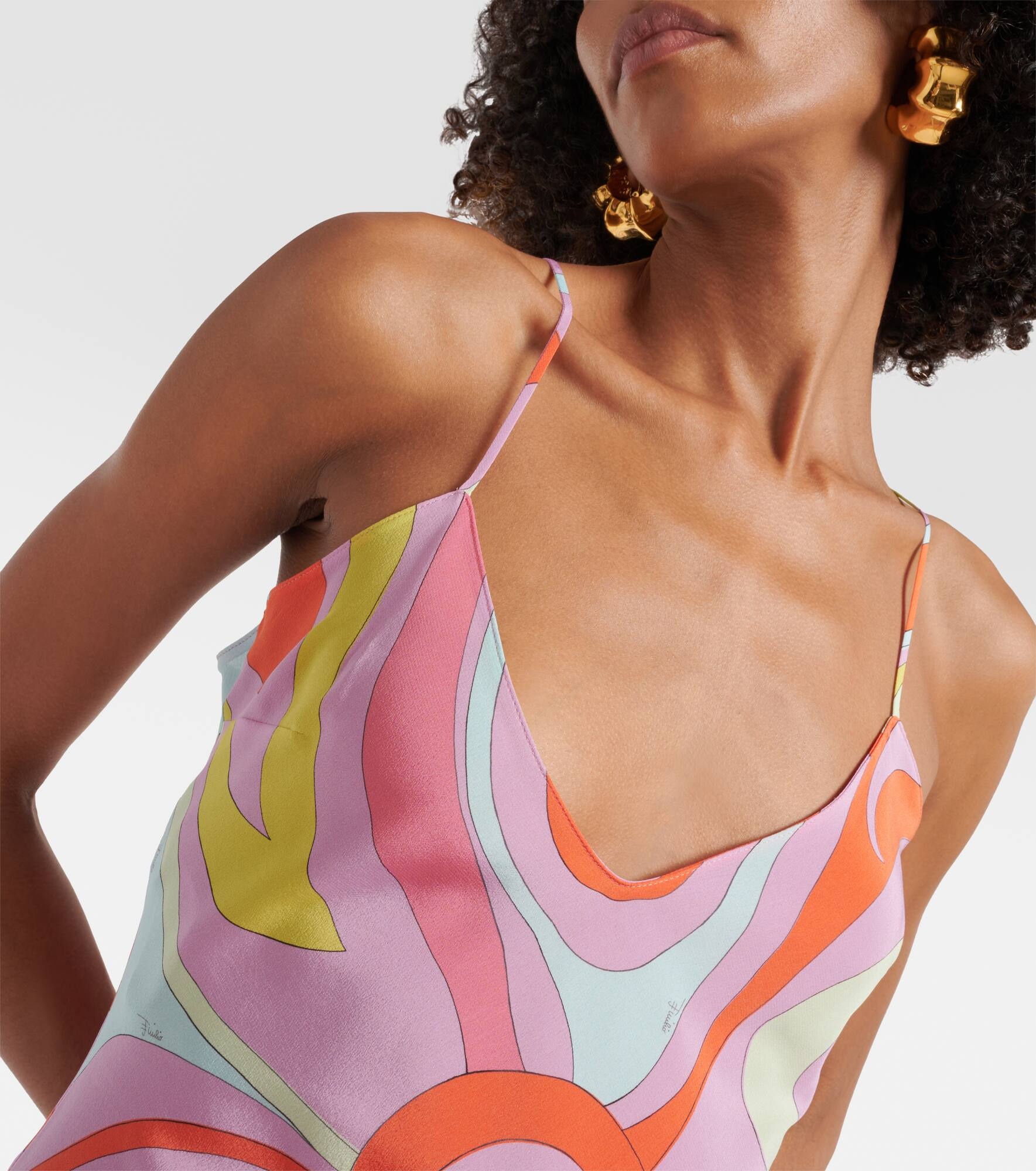 Printed silk slip dress - 4