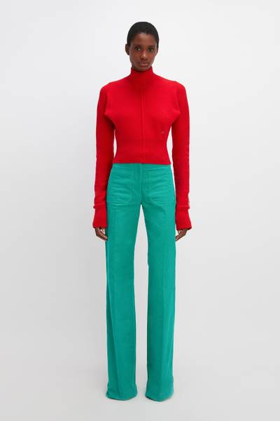Victoria Beckham Alina Corduroy Trouser in Turquoise outlook