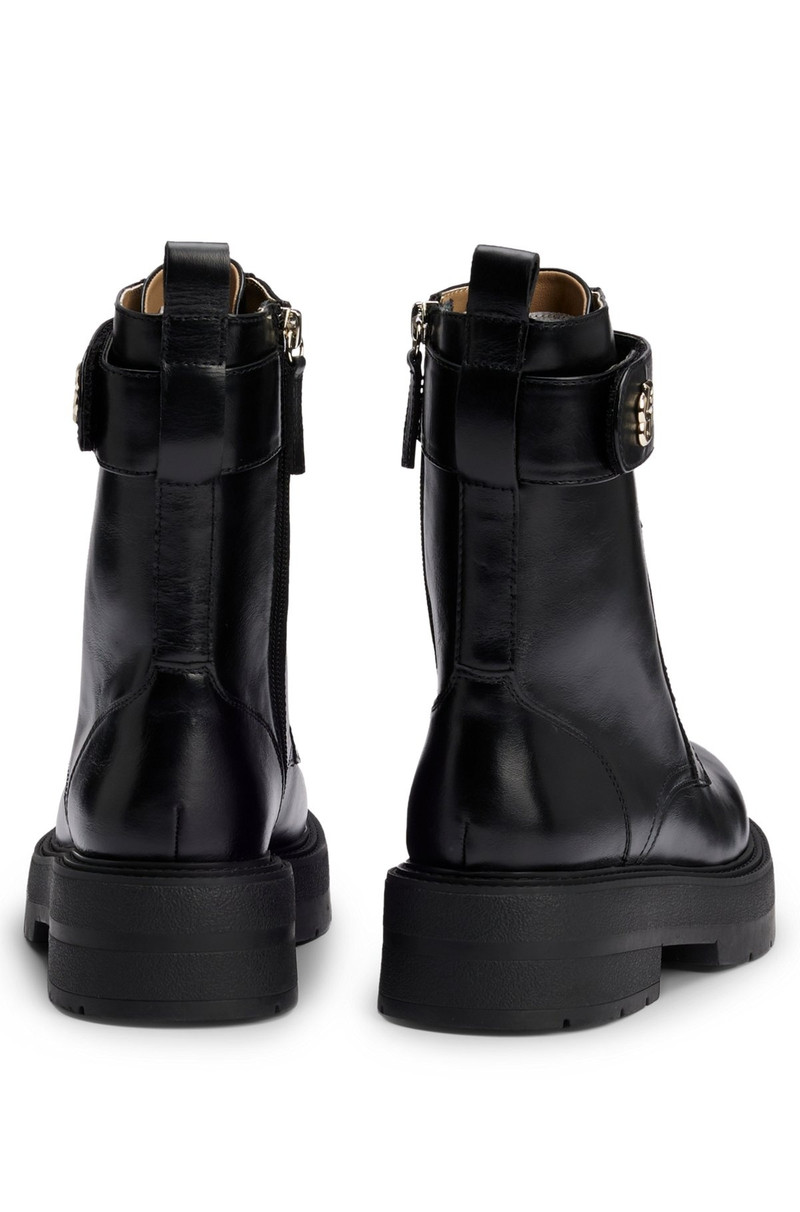 BOSS LACE-UP BOOTS IN LEATHER WITH DOUBLE B MONOGRAM outlook