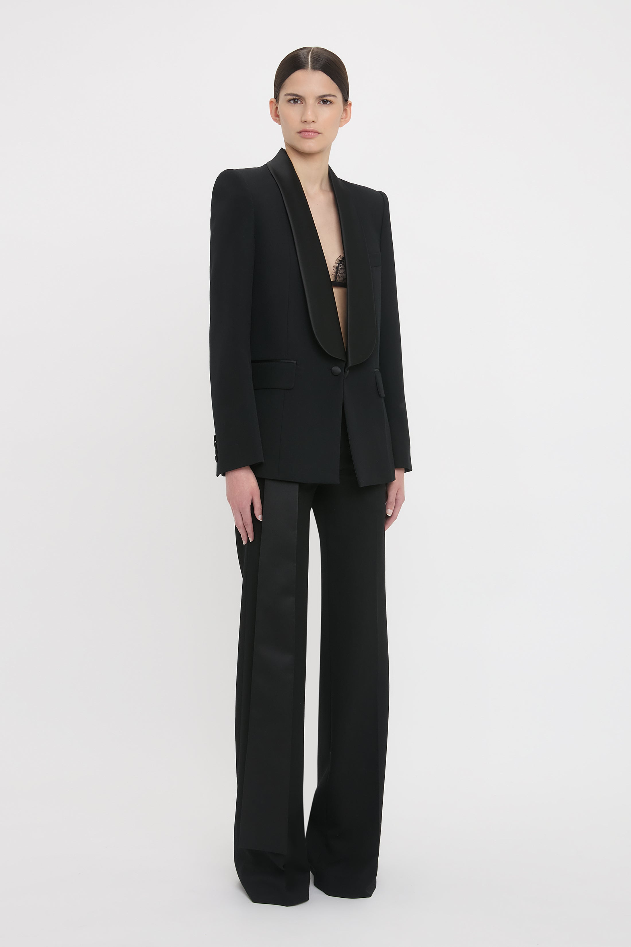 Shawl Collar Tuxedo Jacket In Black - 3