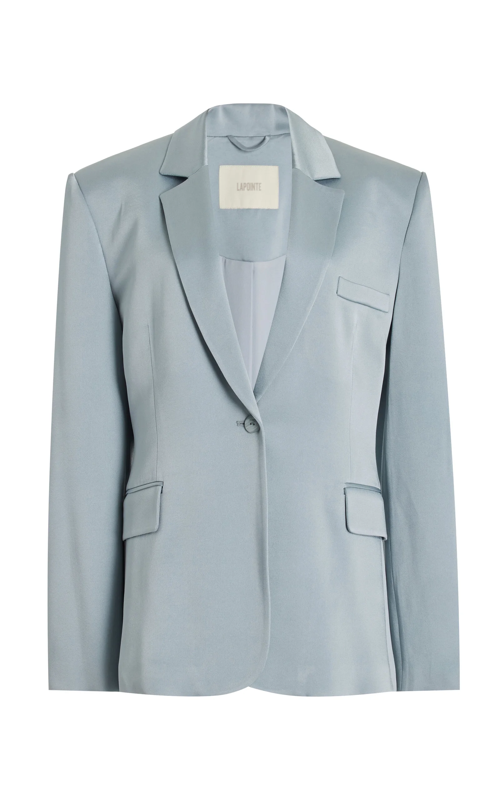 Broad-Shoulder Satin Blazer blue - 1