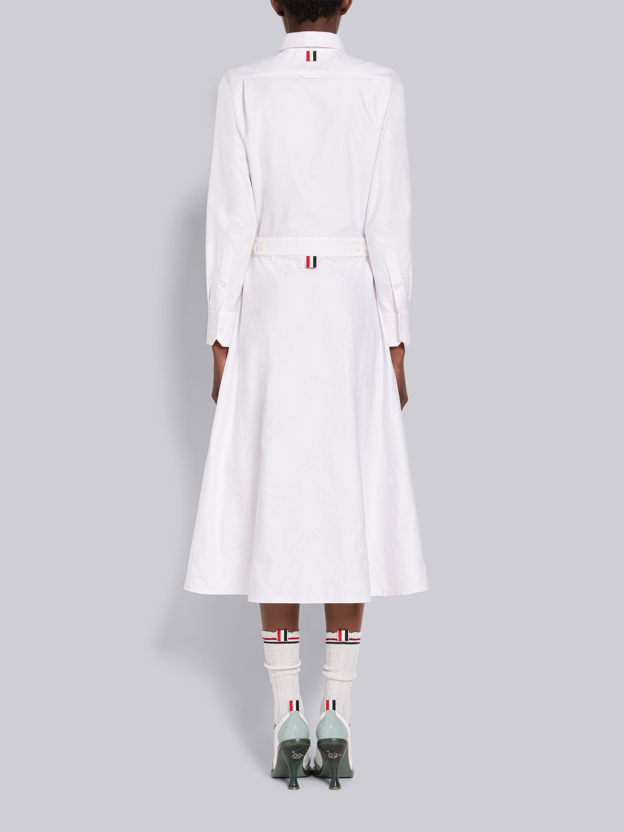 University Stripe Oxford A-Line Lobster Shirtdress - 3