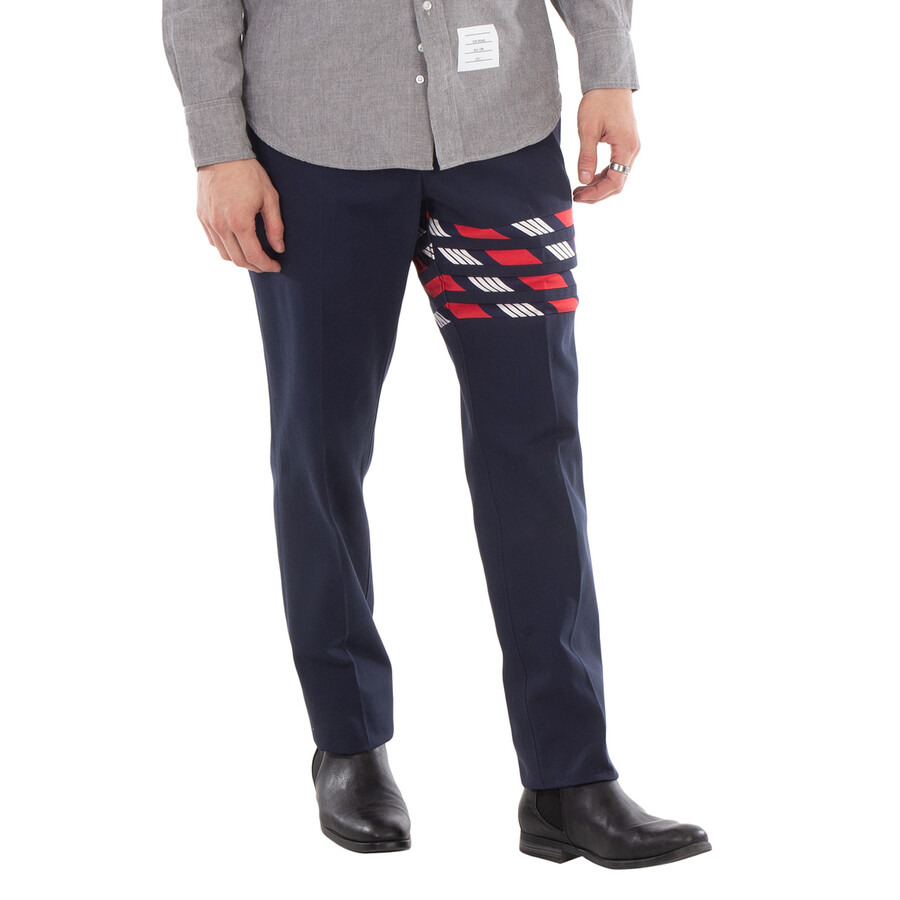 Thom Browne Men's Blue Cotton 4-Bar Chino Trouser - 4