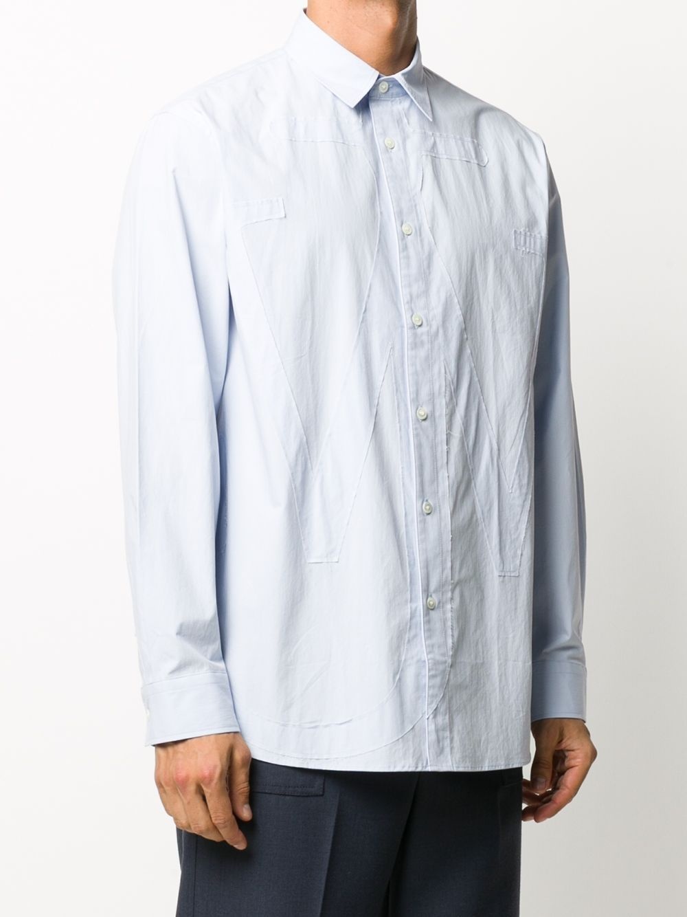 tonal applique buttoned shirt - 3