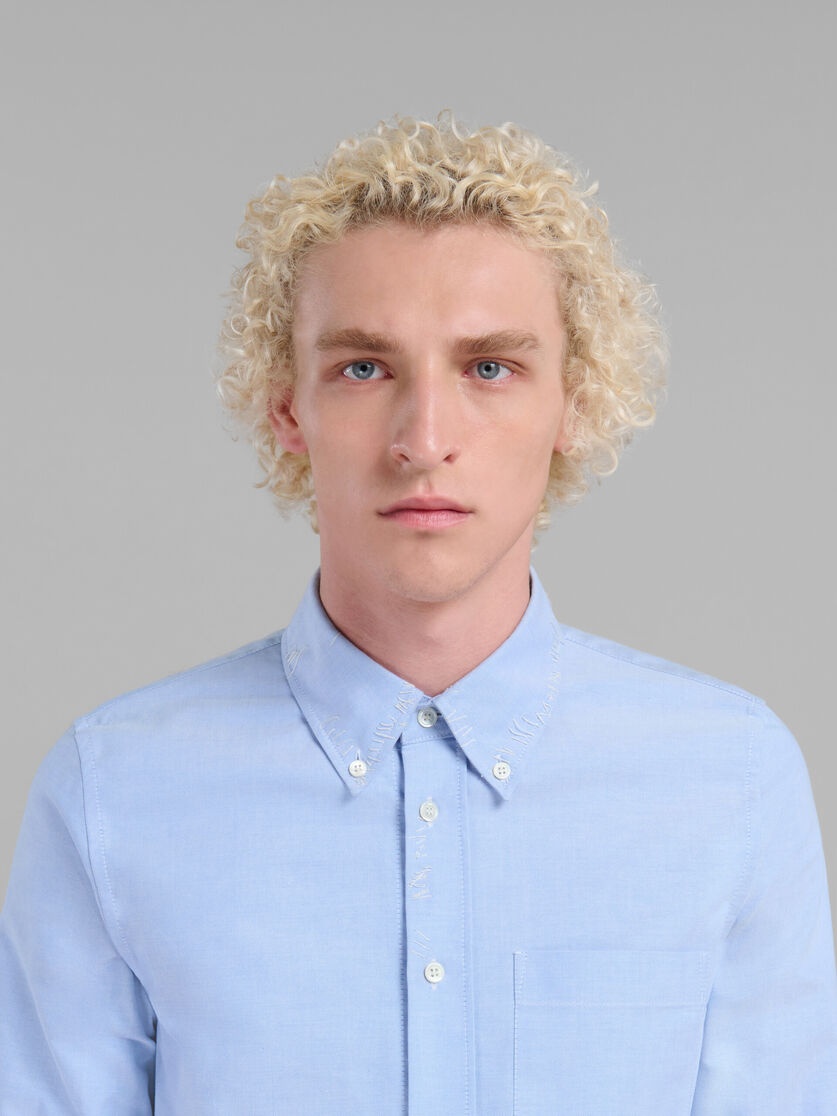 LIGHT BLUE CROPPED OXFORD SHIRT WITH MARNI MENDING - 4