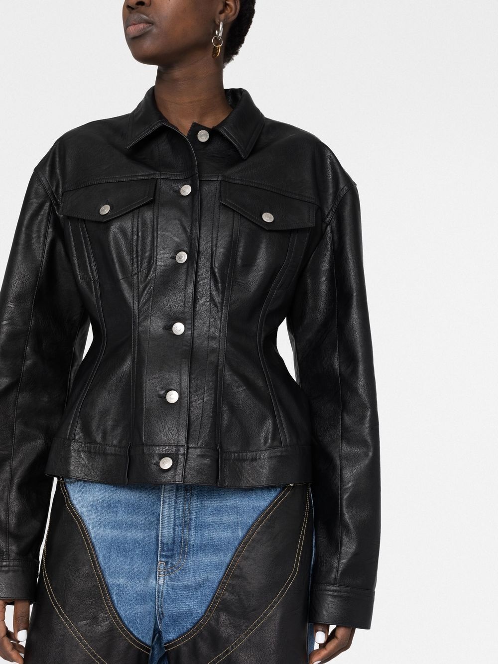 fitted button-up jacket - 5