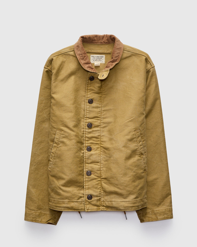 Corduroy Collar Bower Deck Jacket in Khaki Drab 1