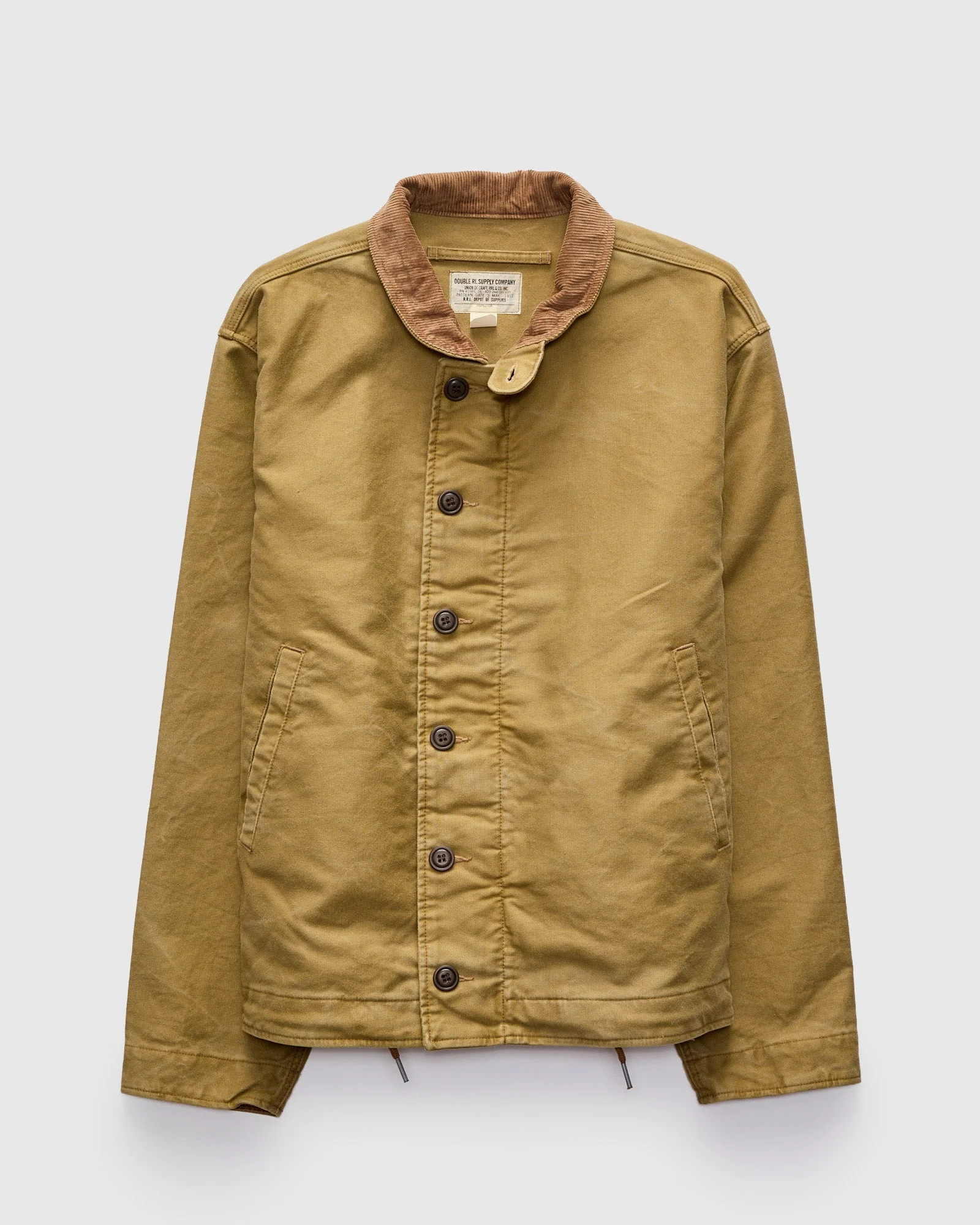 Corduroy Collar Bower Deck Jacket in Khaki Drab - 1