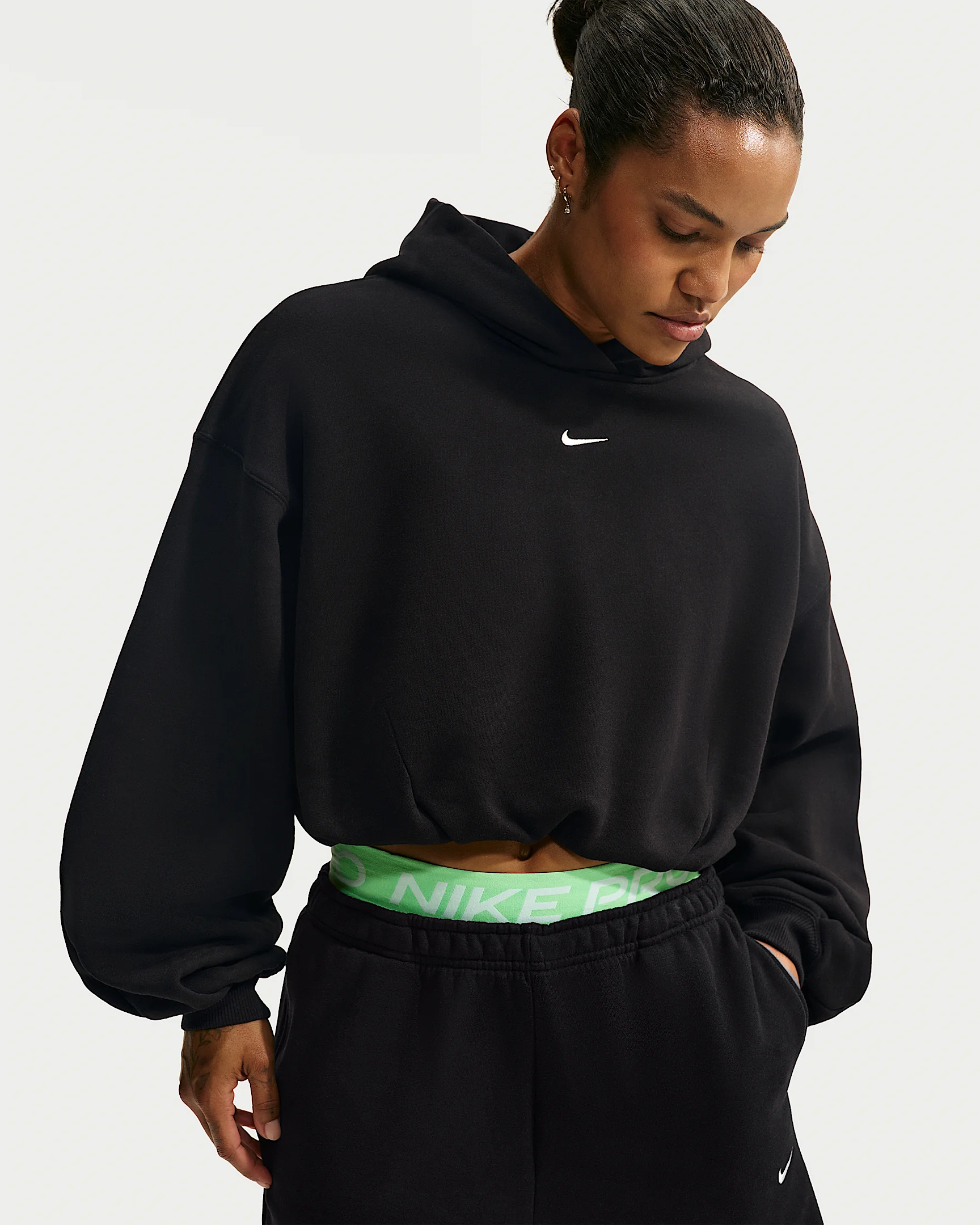 Nike Studio Fleece Medium Weight Women's Oversized Cropped Hoodie - 1