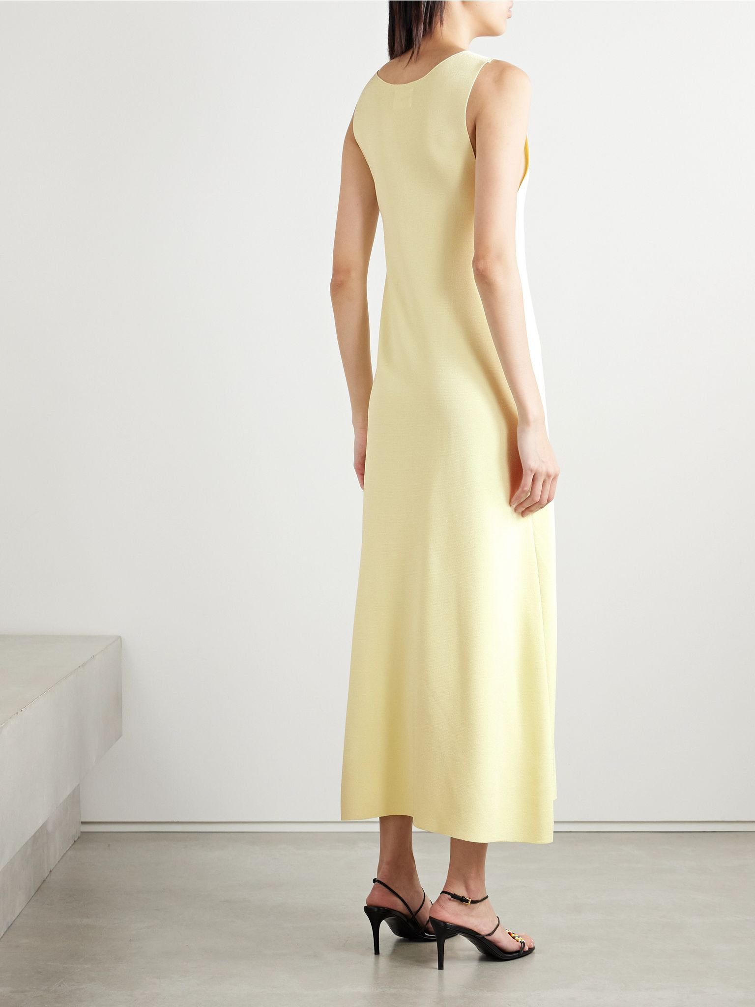 Keran stretch-knit midi dress Pastel yellow - 3