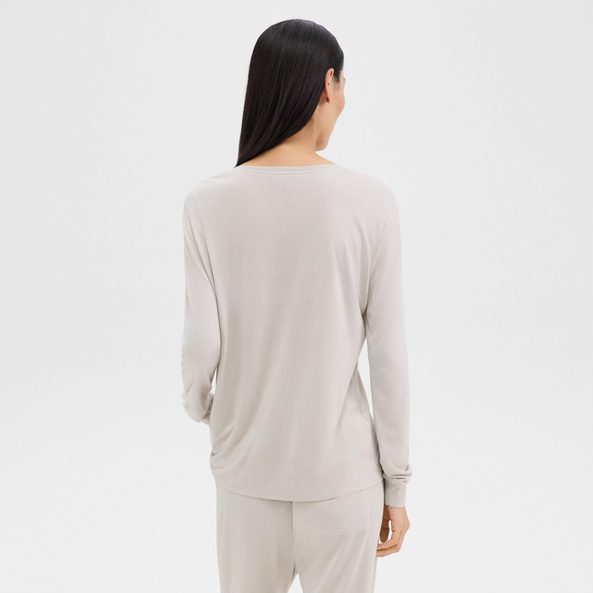 Ribbed V-Neck Top in Silk-Modal - 4
