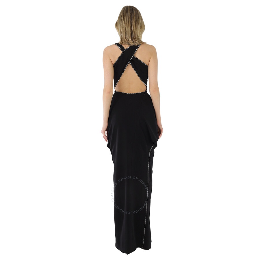 Burberry Ladies Black Cut-out Stretch Jersey Sleeveless Crystal Detail Gown - 5