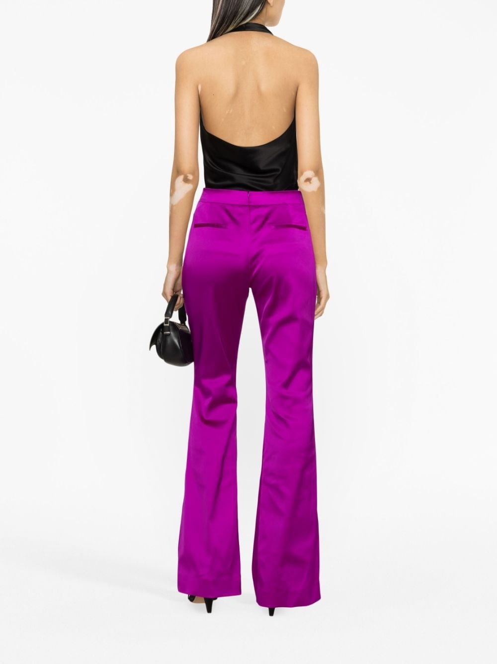 flared satin trousers - 3