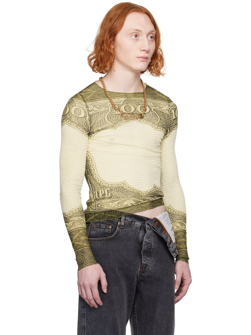 Green & Off-White Sheer Long Sleeve T-Shirt 2