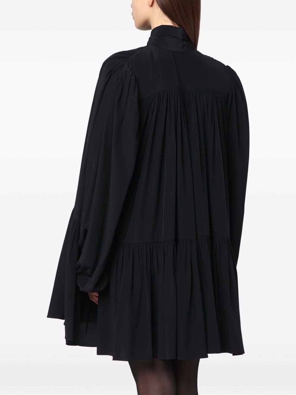 bow-neck tiered mini dress - 4