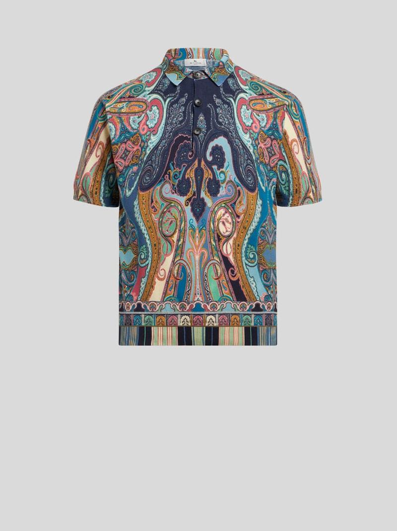 MULTICOLOURED COTTON PAISLEY POLO SHIRT 1