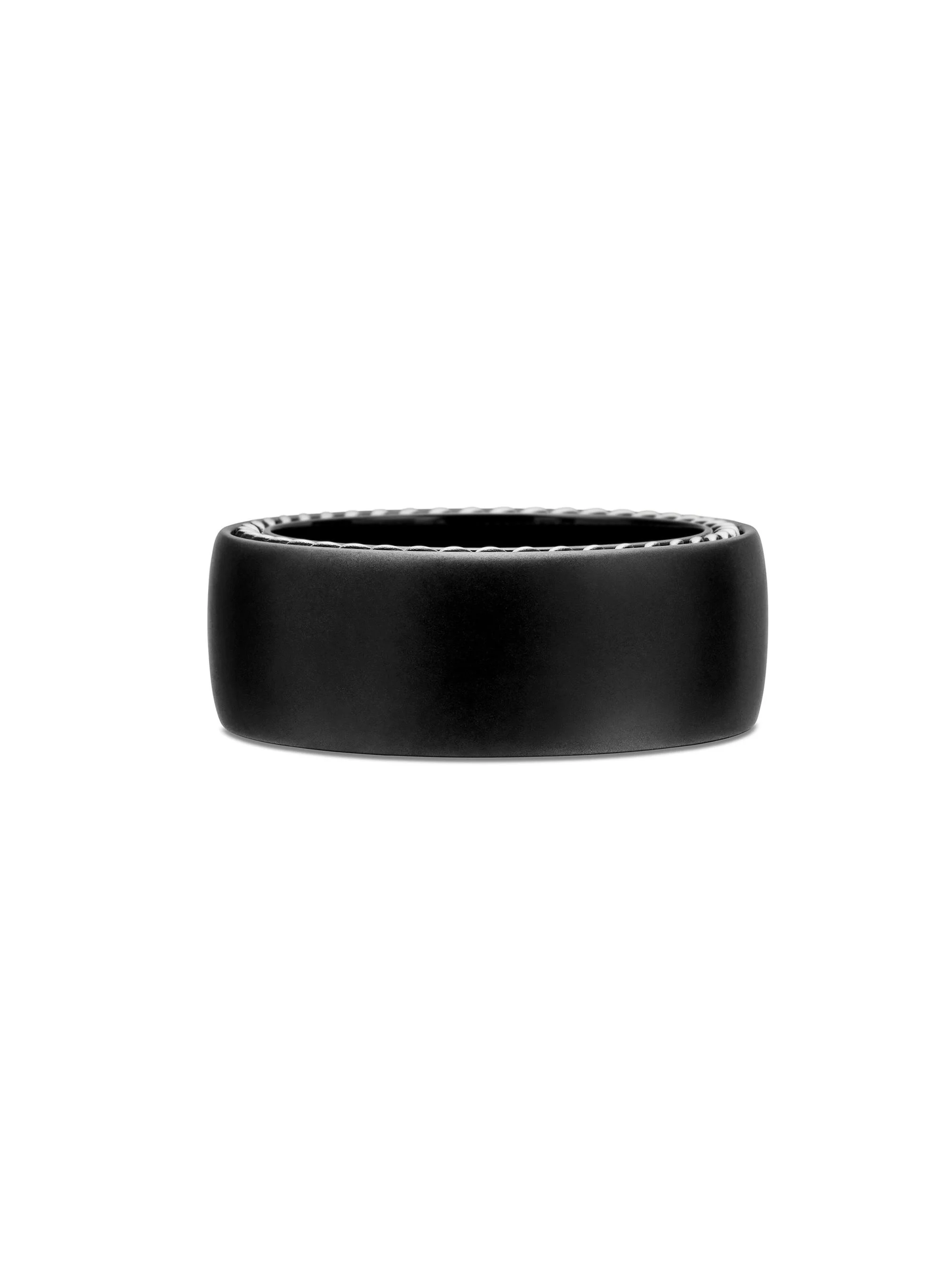 Men's Streamline Band Ring in Black Titanium, 9mm - Black - 1