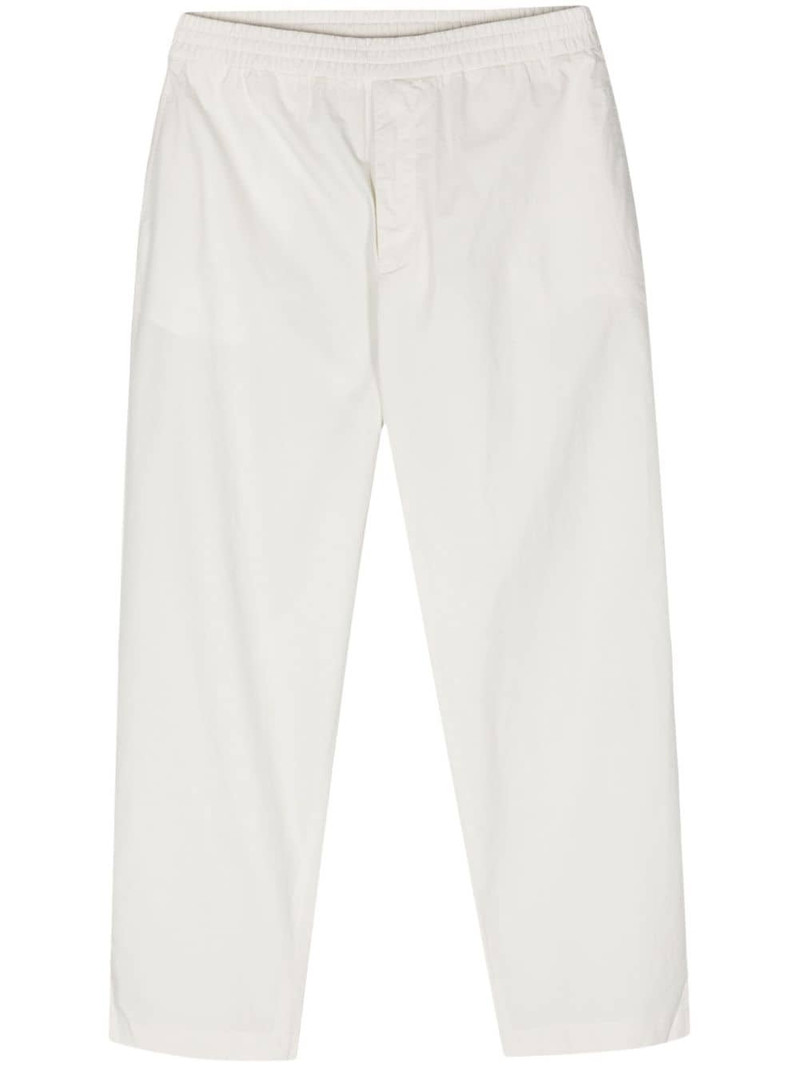 elasticated-waist tapered trousers 1
