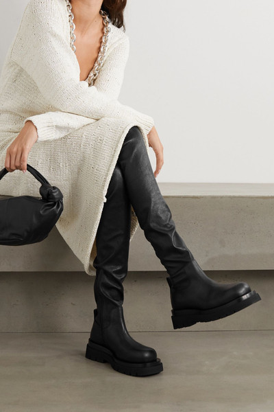 Bottega Veneta Rubber-trimmed leather over-the-knee boots outlook