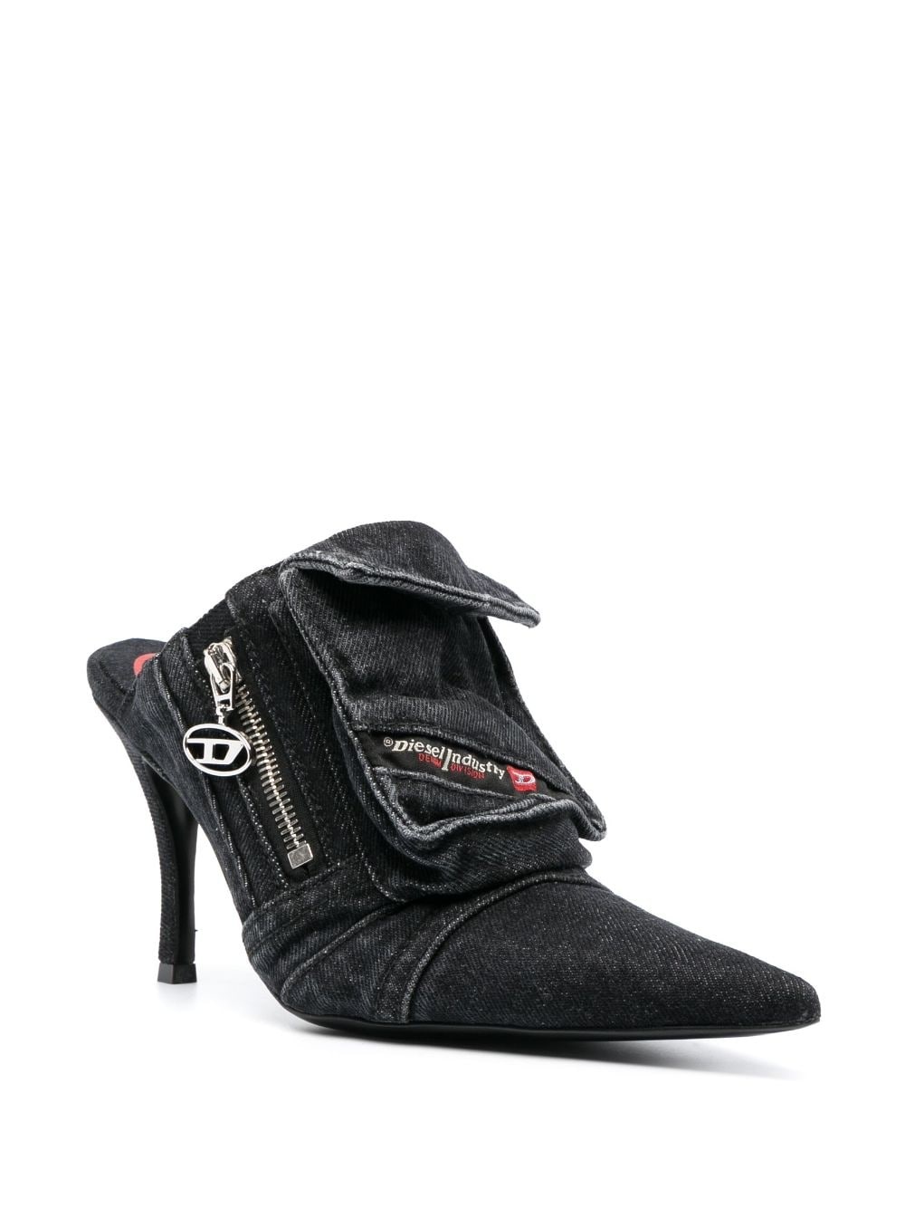 high-heel denim mules - 2