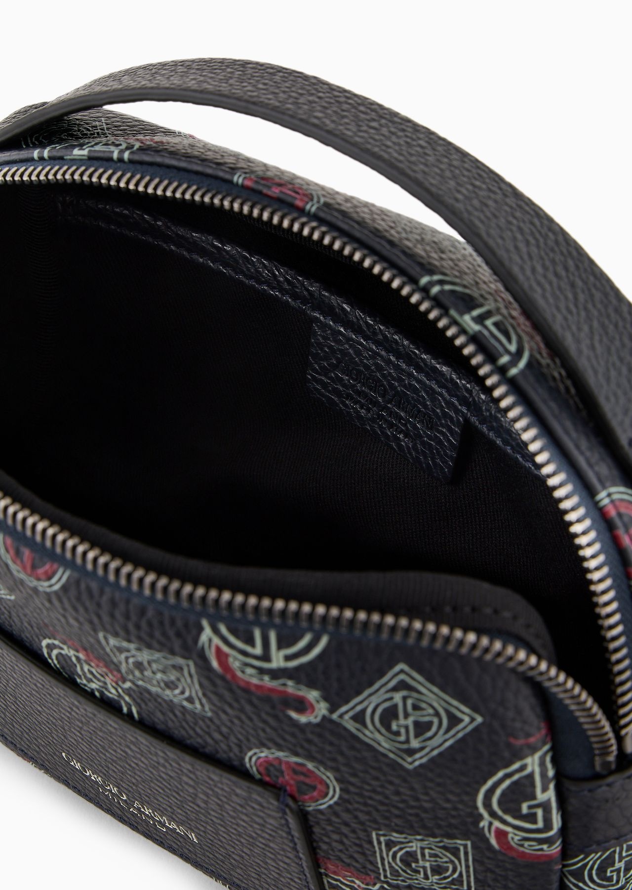 Mini leather crossbody bag with all-over monogram - 4