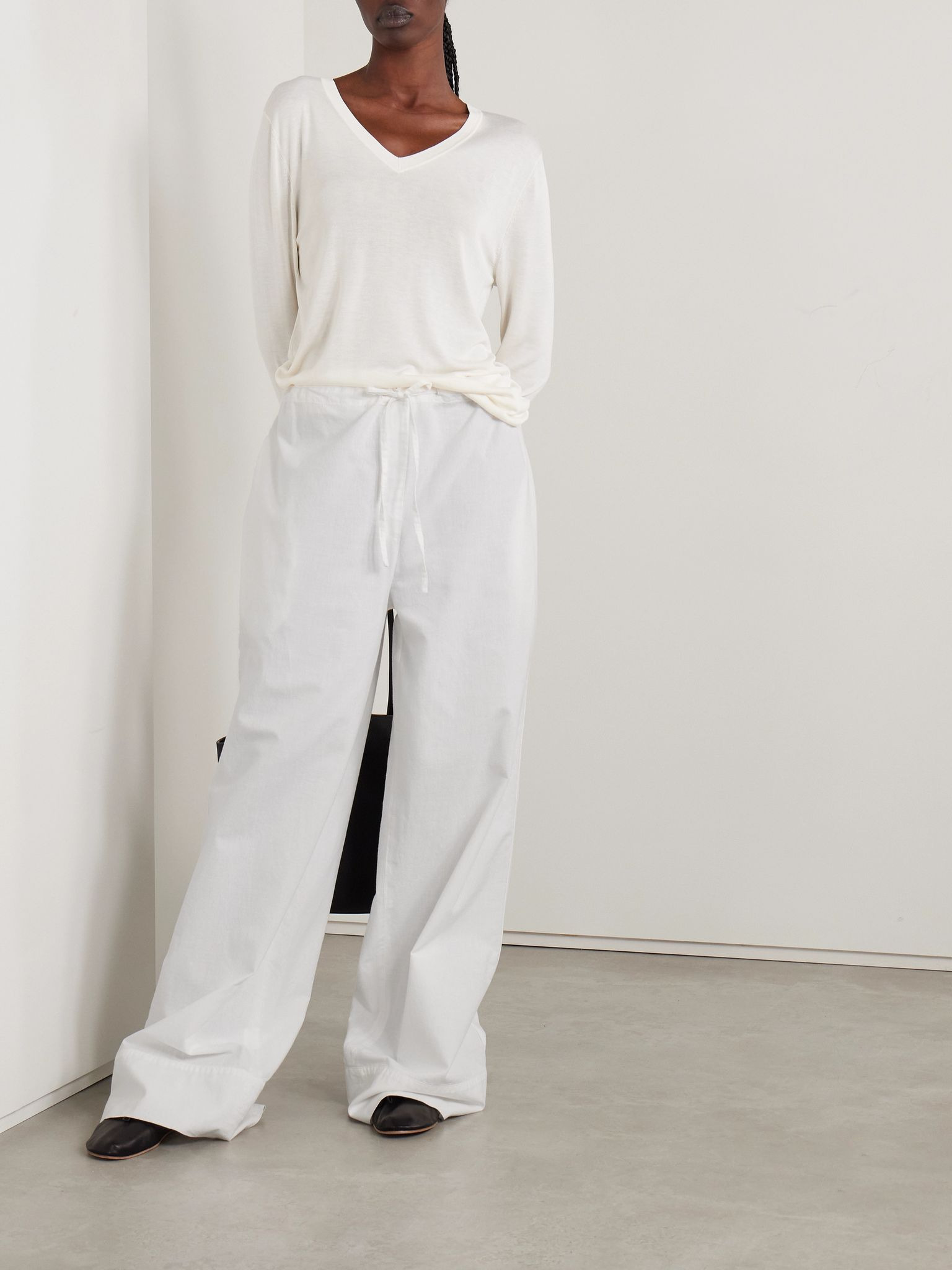 Enea cotton wide-leg pants Off-white - 2