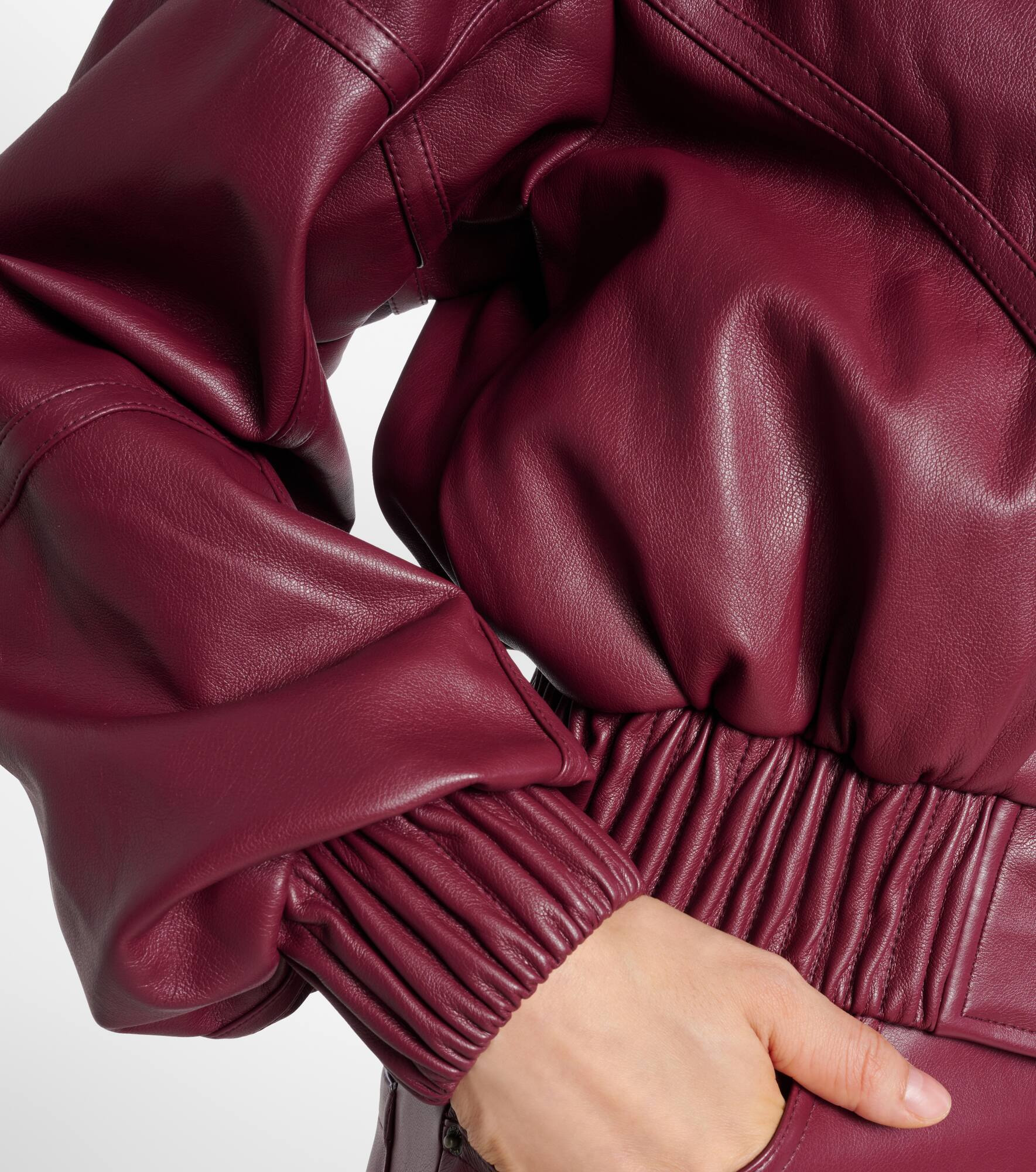 Cropped faux leather bomber jacket - 5