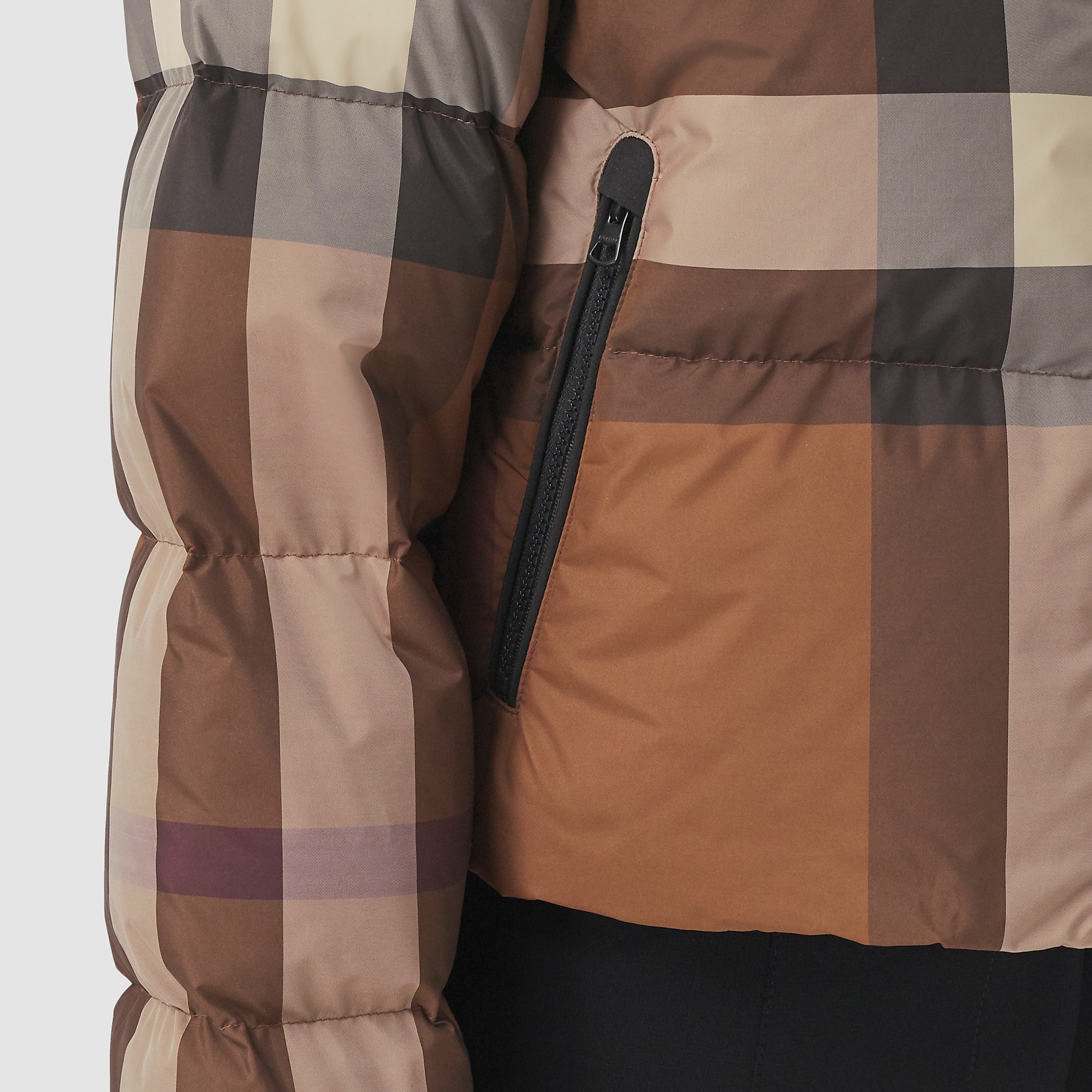Check Cropped Puffer Jacket - 4