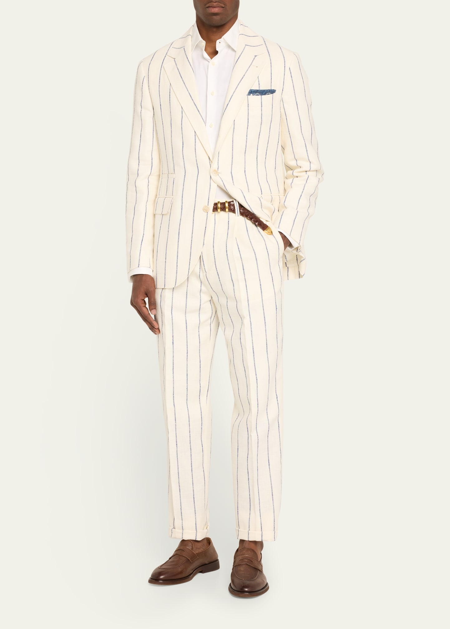 Men's Linen-Blend Large Stripe Suit - 2