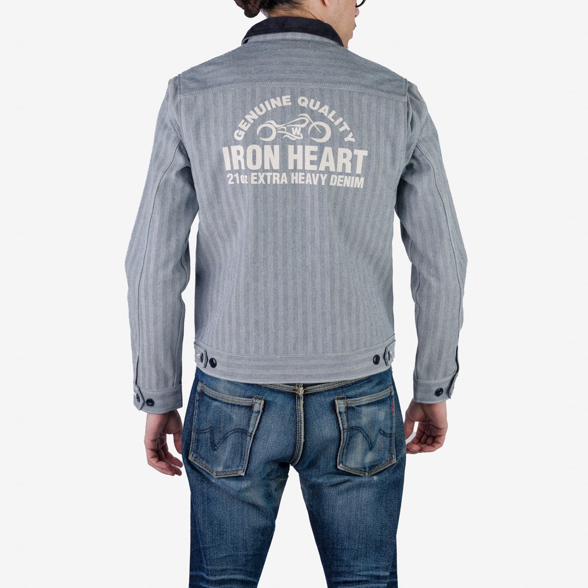 IHJ-119-BLU 14oz Heavy Herringbone Work Jacket - Blue - 3