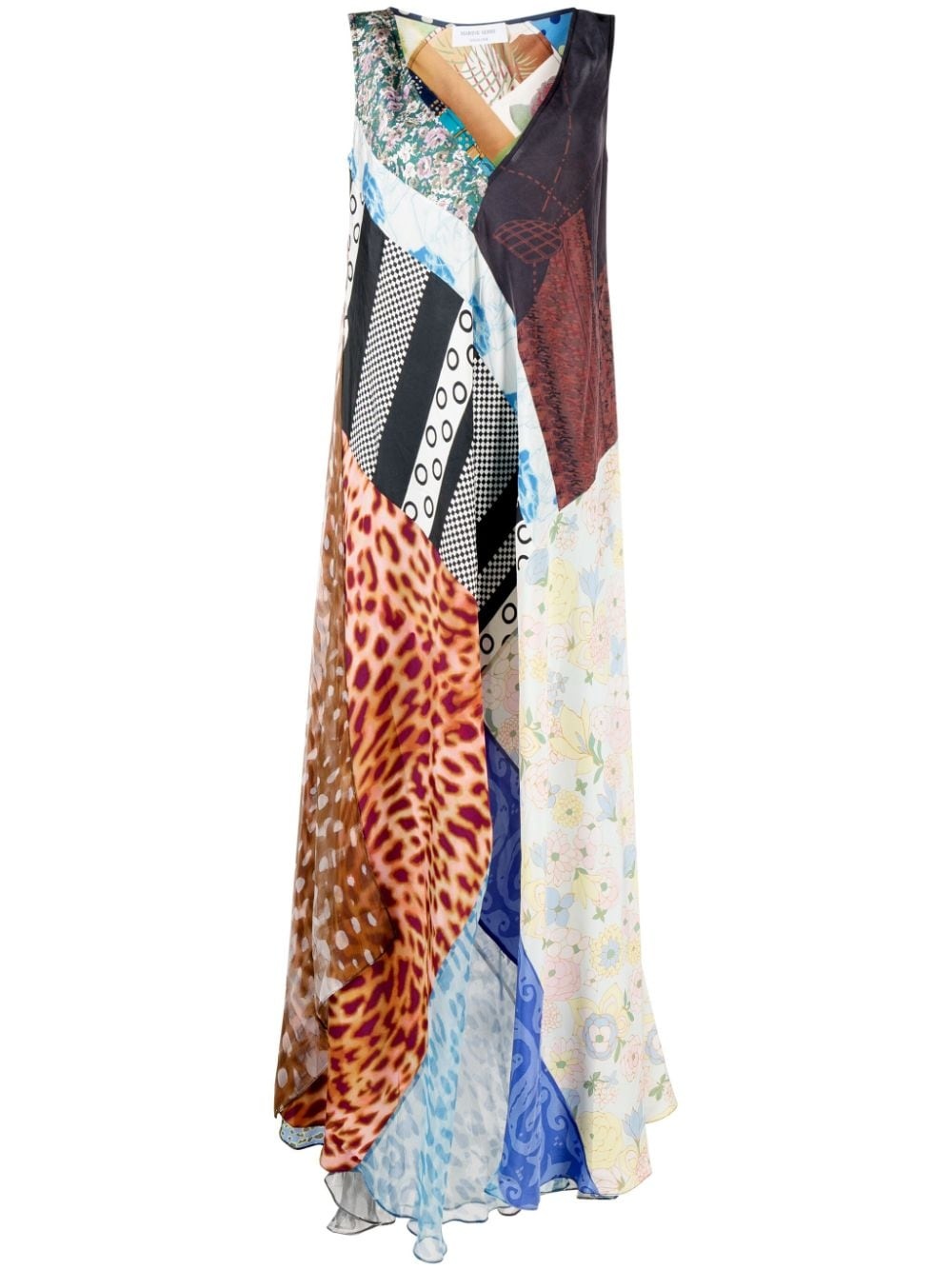 Regenerated patchwork silk dress - 1