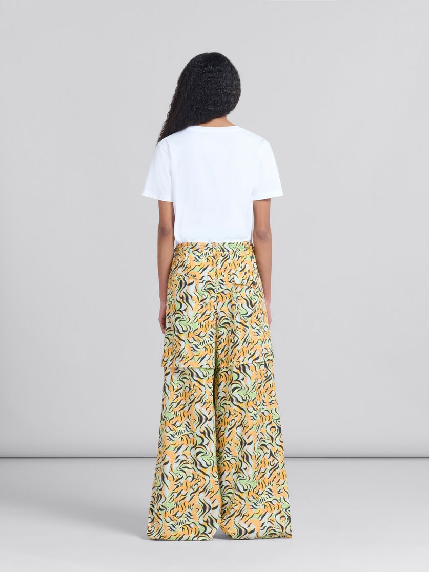 ORANGE AND GREEN PRINTED ORGANIC POPLIN HYBRID CARGO PANTS - 3