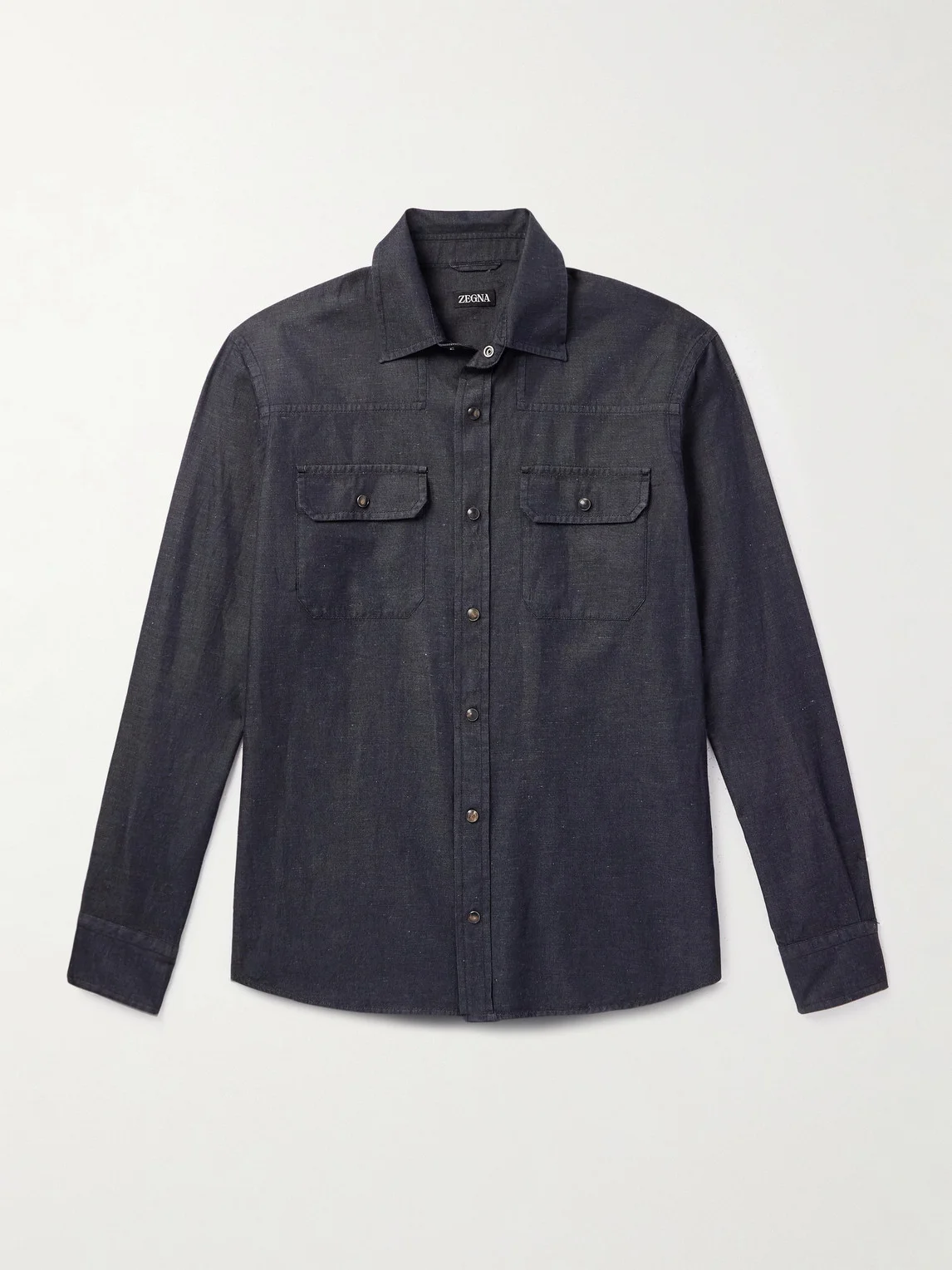 Slim-Fit Cotton and Linen-Blend Twill Shirt - 1