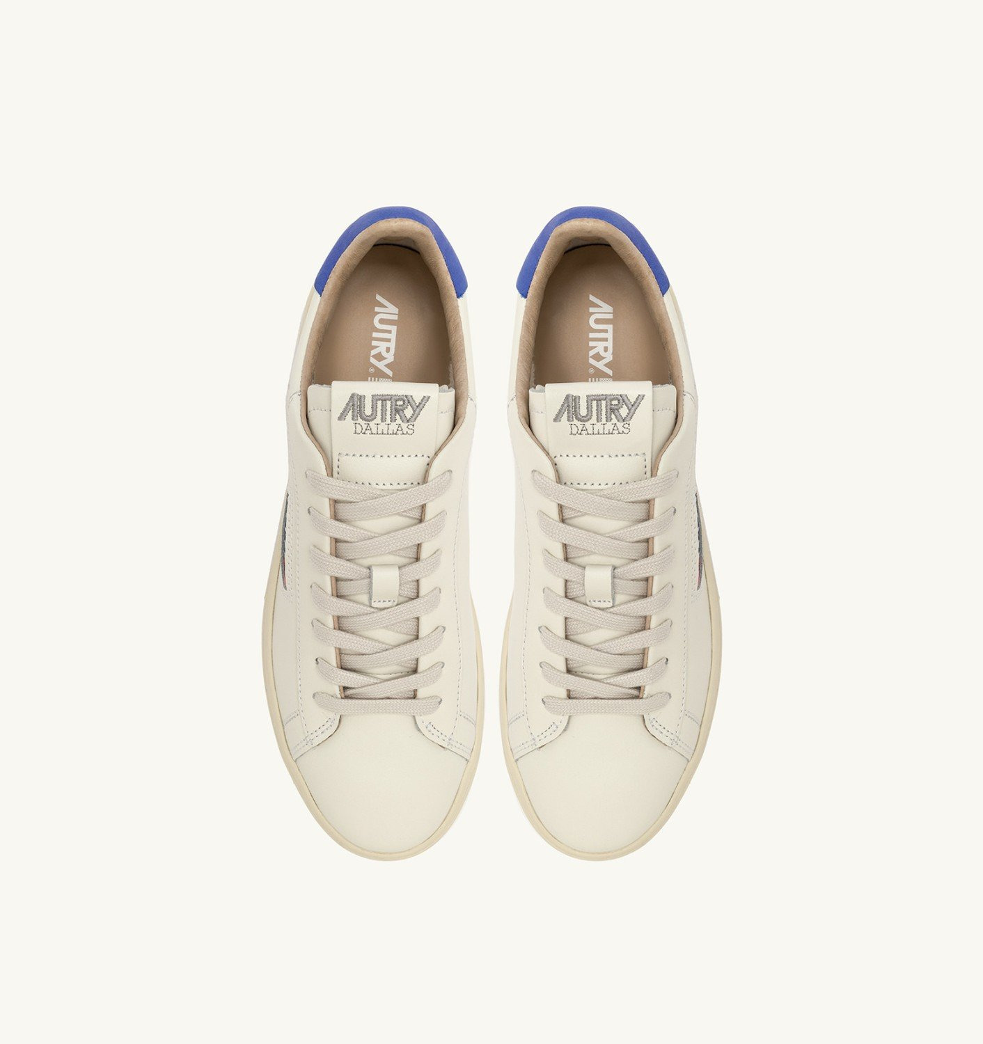 DALLAS LOW SNEAKERS IN MARSHMALLOW AND BLUE LEATHER - 5