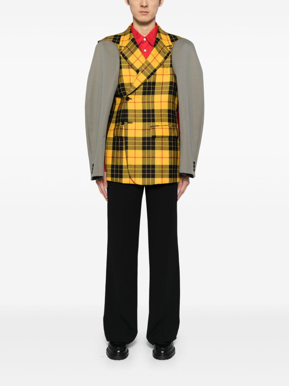 check-pattern wool blazer - 2